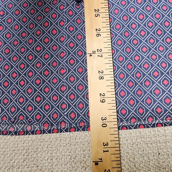 Bugatchi Mini Print Collared Button Up Blue Red Contrast Cuffs 100% Cotton - Picture 14 of 16